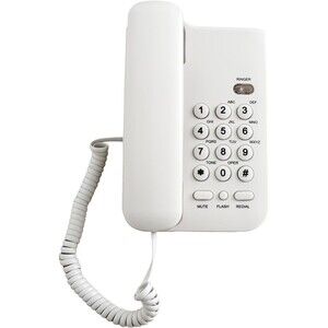 Corded Landline Phone White Wall Mount Desk Telephone Redial Flash Home Office